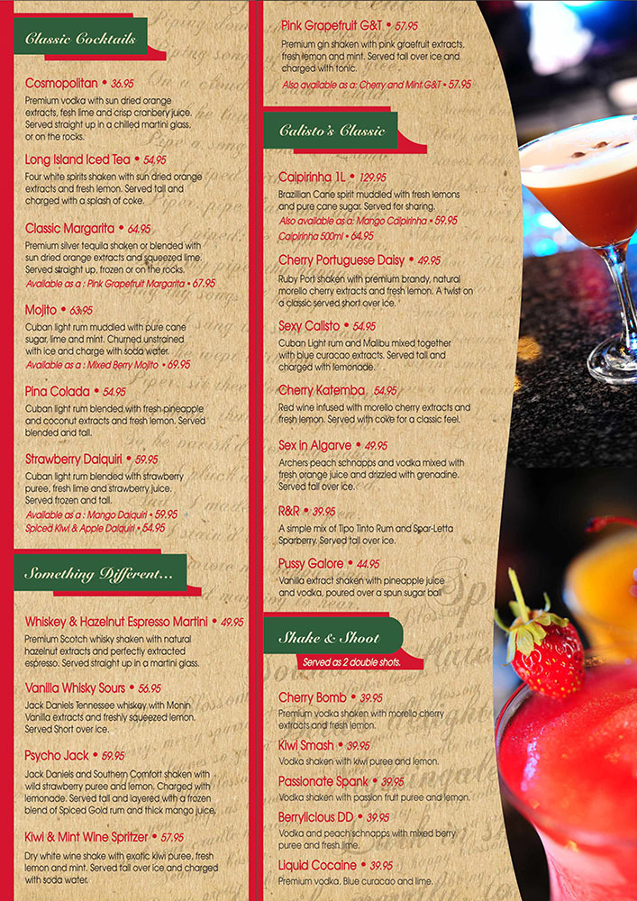 Billy G Menu Suncoast