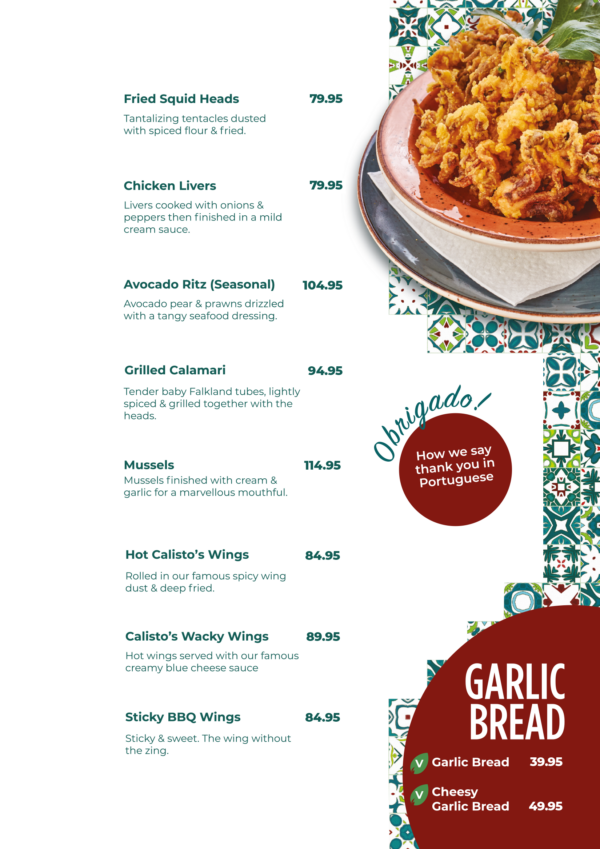 Halaal Main Menu - Calisto's